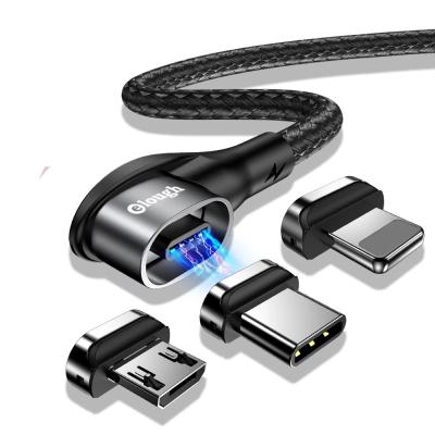 China Quick Charging Speed ​​90 Degree Magnetic Cable Micro USB Type C Charging Cable For iPhone Samsung 3A Magnet Charger Data Cable USB C Fast Cord for sale