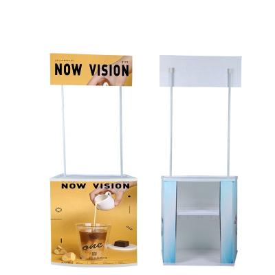 China Outdoor advertising promotion pp board plastic portable promotion desk supermarket display rack promotion table counter for sale