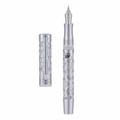 China Student Classic Metal Pen Asvine V169 Void Refill Pen, Skeleton Clear Acrylic Fountain Pen for sale