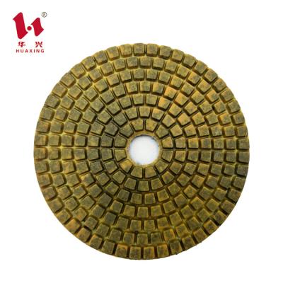 China Huaxing Stone Polishing 4 Inch Resin Metal Polish Pad For Concrete Floor Polishing for sale