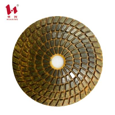 China Huaxing Diamond Tools 4inch/100mm Flexible Metal Stone Wet Polish Pad For Concrete for sale