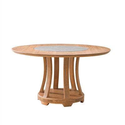 China Modern all solid wood round dining table restaurant rock solid wood nordic single dish with turntable dining table for sale