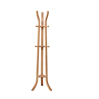 China Save Space Solid Wood Coat Rack Single Multifunctional Floor Bedroom Wooden Hanger Clothes Storage Rack for sale