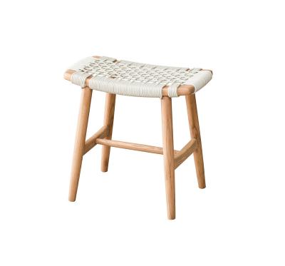 China Wholesale Modern Minimalist Dining Makeup Chairs Rattan Craft Footstool Modern Solid Wood for sale