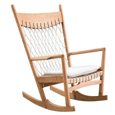 China Nordic Single Lazy Rocking Chair Solid Wood Rocking Chair Recliner Rocking Chair Balcony Lounge Chair for sale