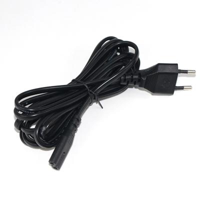 China Universal Home Appliance Euro 2 Prong Plug AC Cord European 220V Power Supply Power Cord With IEC320 C7 Female Connector for sale