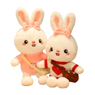 China Wholesale Homemade Sweater Prepared Rabbit Bunny Interactive Doll Stuffed Girls Learning Custom Boys Toy Cheap Stuffed Animal Kids Children for sale