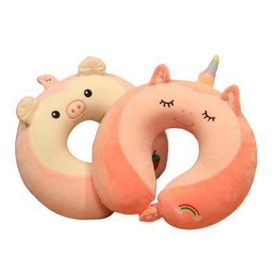 China Custom Plush Bunny Pig Unicorn Animal Home Couples Non-Toxic Function Ergonomic Plush Crate Car Reading Travel Memory Foam U-Shape Neck Pillow for sale