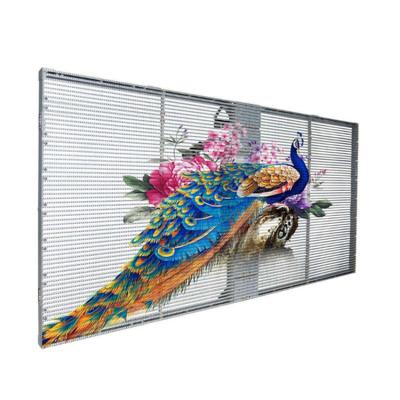 China Indoor Indoor Glass Film Display Panels Transparent Led Strip Led Display Screen Lead Glass Transparent Curtain Wall for sale