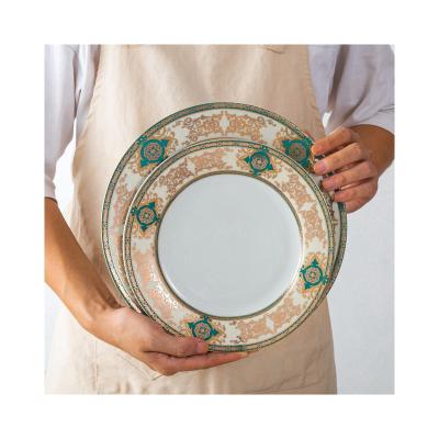 China Sustainable Best Quality Dining Plates Ceramic Dinnerware Set Ceramic Plates To Wedding Luxury Ceramic Plate for sale