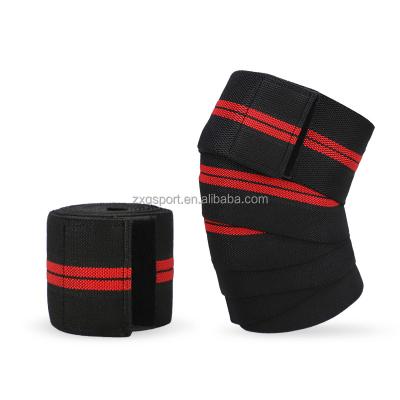 China Universal Custom Heavy Duty Elastic Knee Wrap Compression Bandage Brace Support Knee Wraps Powerlifting Gym Weightlifting Knee Wrap for sale