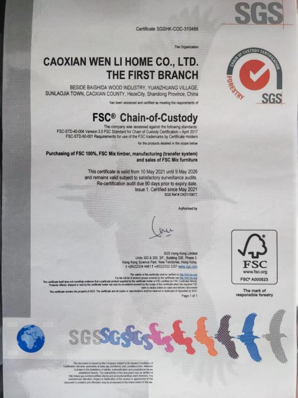 FSC - Caoxian Wen Li Home Co., Ltd.