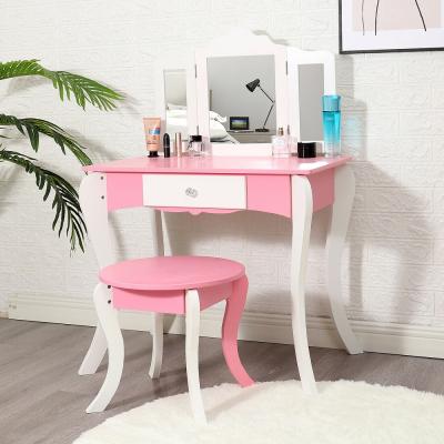 China Simple Modern Pink Storage Style Bedroom Table With Good Design Make Up Dressing Table for sale