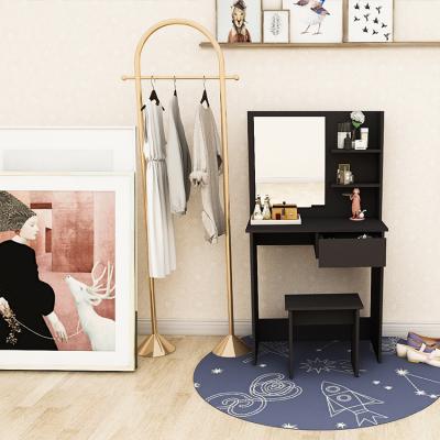 China Custom Modern Wooden Makeup Storage Designer Adults Bedroom Black Mirrored Dressing Table for sale