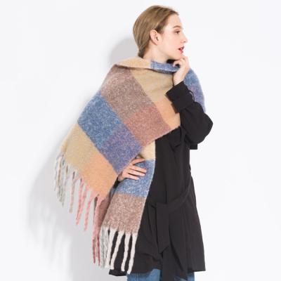 China Autumn And Winter Scarf Women's new European and American cashmere plaid soft tassel knitted wool cashmere scarf for sale