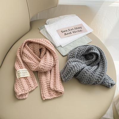 China Wholesale Autumn And Winter Candy Color Baby Wool Warm Soft Comfortable Scarves Fashion Korean Thick Warm Children's Knitted Scarf for sale