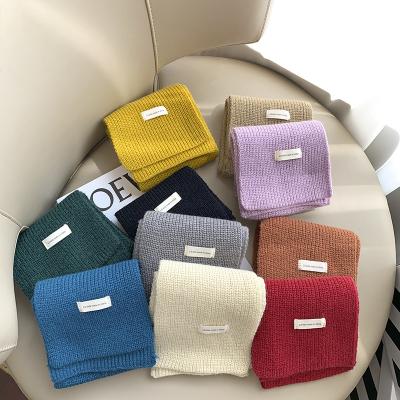 China Wholesale Warm Soft Comfortable Children Fashion Ins Simple Knitted Scarf Autumn And Winter Boys And Girls Solid Color Woolen Scarves for sale