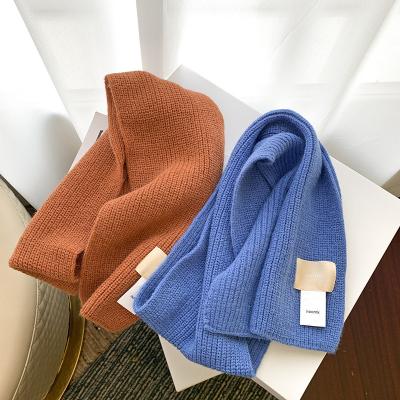 China Wholesale 2022 New Fashion Solid Color Girls Winter Scarf Warm Thick Korean Comfortable Soft Baby Knitted Wool Scarf for sale