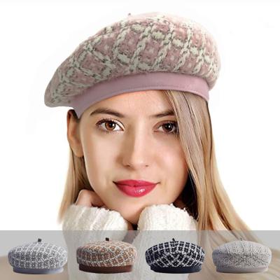 China Picture 2021 autumn/winter women's wool knit beret hat fashion beret warm European and American border hats for sale