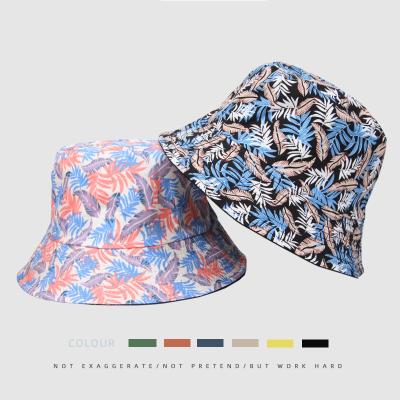 China New style character tropical hat Reed Leaf Printing Pattern Fisherman Four Seasons outdoor sports sunshade hat leisure pool female hat for sale