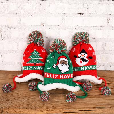 China New COMMON Knitted Woolen Christmas Warm And Fluffy Decorative Children's Hats Hats Caps for sale