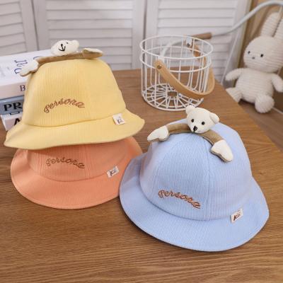 China Comfortable Autumn And Winter New Lovely Embroidered Letters Party Bear De Punto Calido Sombrero Fisherman Hat Basin Hat Children's Hats for sale