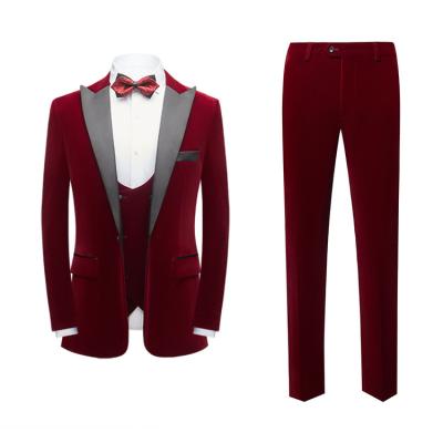 China High Quality Anti-Shrink Velvet Men's Suit 3 Pieces Set Elegant Men's Performance Suit Party Wedding Suits For Men for sale