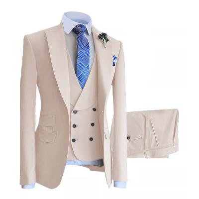 China 2022 High Quality Anti Shrink Formal Men 3 Piece Suits Slim Fit Business Fashion Blazer Men's Casual Tuxedo Wedding Suit (Blazer+Pants+Vest) for sale