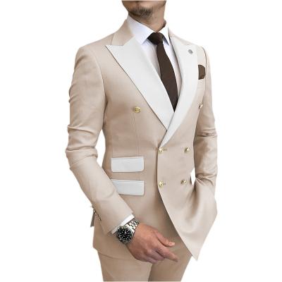 China Business Anti-Shrink Men Suits Groom Peaked Lapel Terno Masculino Tuxedo White Wedding Prom Slim Fitted Blazer 2 Pcs Jacket+Pant for sale