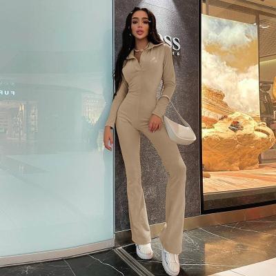 China Pants set temperament slim thin commuter overalls new long sleeve solid color casual jumpsuit for sale