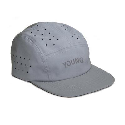 China Fashion Custom Printing Logo On Breathability Laser Cut 5 Panel Leisure Hat for sale