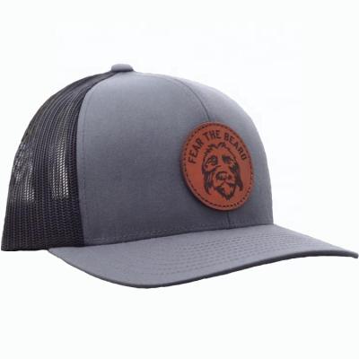 China Wholesale 6 Panel COMMON Trucker Hat, High Quality Mesh Hat, Custom Patch Leather Baseball Cap for sale