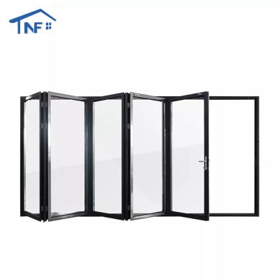 China Aluminum Automatic Folding Tempered Glass Screen Doors Bi-Fold Automatic Glass Doors System Automatic Folding Doors for sale