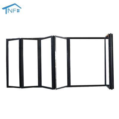 China Tempered Glass Automatic Electric Door System Folding Screen Door System Aluminum Alloy Automatic Narrow Glass Bi-folding Doors for sale