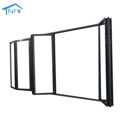 China High Quality Electric Glass Folding Automatic Glass Tempered Folding Doors 6 Screen Folding Door Panel Aluminum Frame for sale