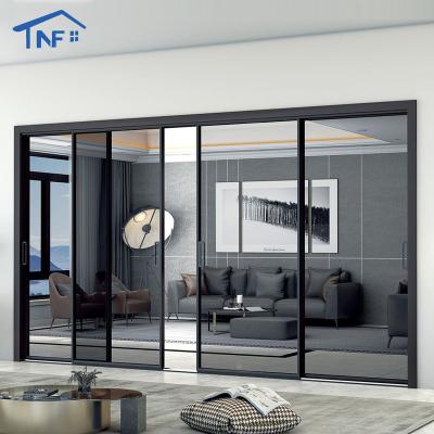 China Interior patio aluminum exterior glass door sound insulation frame sound insulation aluminum glass silent interior sliding doors for sale