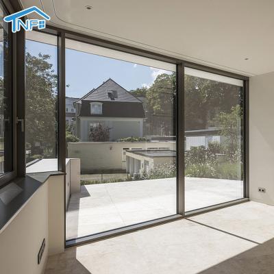 China High Performance Modern Design Heat Insulation Double Tempered Door Clear Glass Aluminum Profile Sliding Door for sale