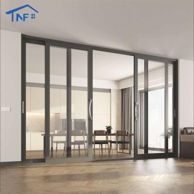 China Sound Insulation Large Balcony Villa Heavy Duty Double Glazed Sliding Door System Aluminum Sliding Glass Doors for sale