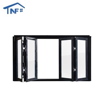 China High Quality Magnetic Windproof Stained Glass Aluminum Hotel Heat Insulation Screen Double Bi-fold Windows for sale