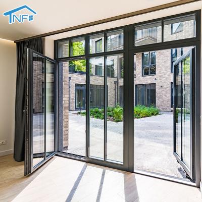 China Club Top Thermal Insulation Patio Frame Double Swing French Doors Commercial Aluminum Glass Tempered Glass Doors for sale