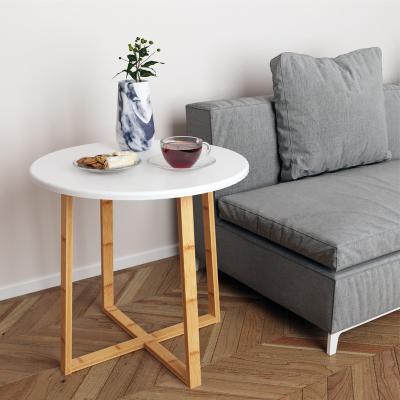 China Modern Bamboo Side Table For Living Room End Table - For Bedside Round Nightstand Sofa And Coffee Table With Sturdy Bamboo Legs for sale