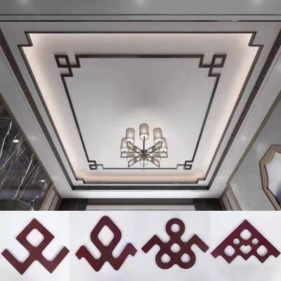 China ECO-FRIENDLY Custom White Color Hollow Corner Flower Decoration Wood Ceiling Decoration Gun Blank Empty Solid Wood Frame Carved Lath for sale