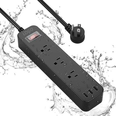 China Waterproof Flat Socket With 3 Outlet Power Strip Overload Protection And Residential / General Purpose Shockproof For Home And Outdoor for sale