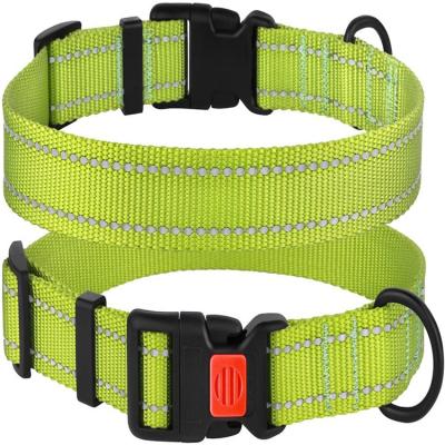 China Reflective Custom Adjustable Durable Dog Collar Soft Nylon Pet Collar for sale