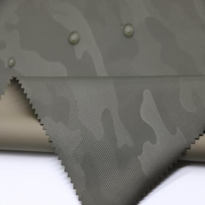 China Memory Camouflage Printed Polyester Taffeta Fabric With PVC Coated For Raincoat Poncho for sale