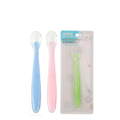 China BPA Free Silicone Full Scoop Healthy And Safe Soft Silicone Baby Feeding Spoon for sale