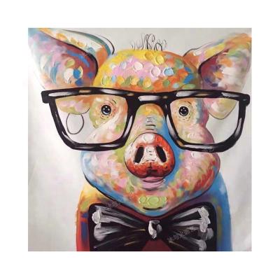 China Cute Abstract Animal Oil Painting Home Decorative Oil Painting Canvas Hand Painted For Pig Wall Christmas Gift Eco-friendly Recyclable Materials for sale