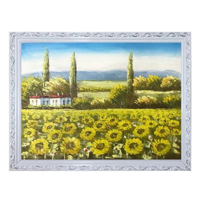 China Eco-friendly Handmade Home Decoration Oil Painting Reproduction Sunflower Recyclable Materials Abstract Dafen Flowers Painting Large Size for sale