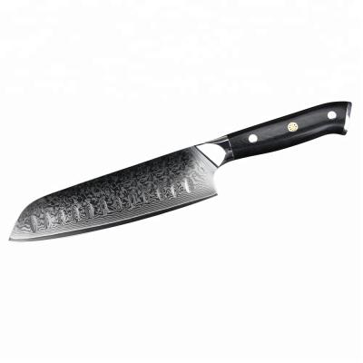 China Viable Damascus VG10 Santoku Knife from the Group of Ten Handle with Mosaic Rivets for sale