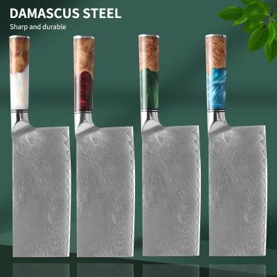 China Professional 7inch Durable 67 Layers High Carbon Steel Butcher Cleaver Knife Damascus for sale